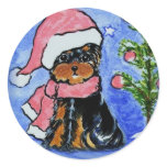 Yorkie Poo Christmas Art stickers