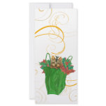Yorkie Puppy Christmas Bag with Holly Rack Card rack cards