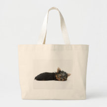 Yorkie Puppy Sleeping Canvas Bags