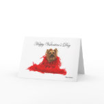 Yorkie Red Boa Valentine cards