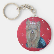 Yorkie red keychain