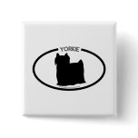 Yorkie Silhouette Black Button