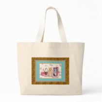 Yorkie with Leopard Animal Print Tote Bags