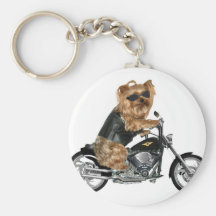 Yorkie Yorkshire Terrier Biker Keychain