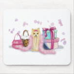 Yorkie Yorkshire Terrier with Feather Boa mousepads