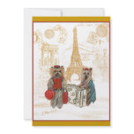 Yorkies Travel Eiffel Tower Paris Invite invitations