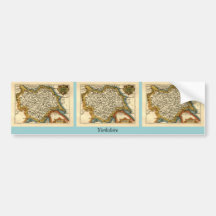 Yorkshire County Map, England Bumper Stickers