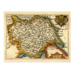 Yorkshire County Map, England Postcards