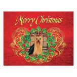 Yorkshire Terrier Christmas Holly Invitation Card