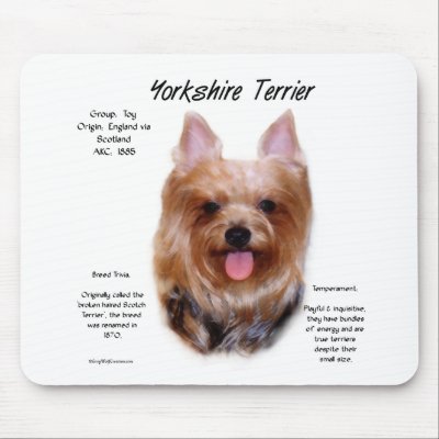 Yorkshire Terrier History Design Mouse Pads by GreyWolfCreation
