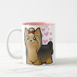 Yorkshire Terrier Love (long hair with bow) Two-Tone Mug