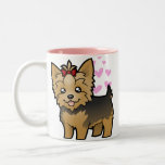 Yorkshire Terrier Love (short hair with bow) Two-Tone Mug