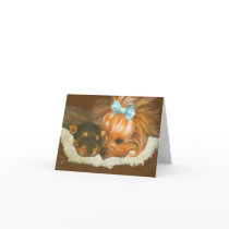 Yorkshire Terrier Mama with Puppy Note Cards