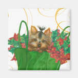 Yorkshire Terrier Puppy Christmas Greeting Fridge Magnet
