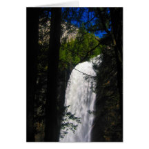 yosemite falls through trees greeting cards