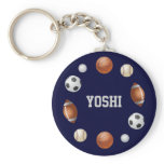 Yoshi World of Sports Name Keychain - Navy Blue