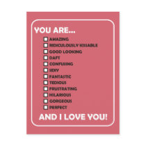 You Are...  And I Love You Post Card