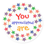 You are appreciated, stickers, with colourful star