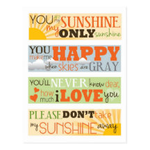 You Are My Sunshine Post Cards