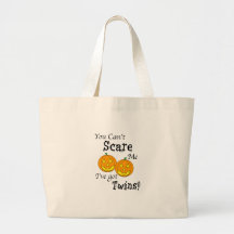 You can't scare me twins - pumpkins canvas bags