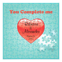 You complete me jigsaw puzzle wedding Invitations