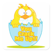 you crack me up funny cracked chick bird square sticker