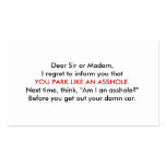 You Park Like An Asshole. Business Cards