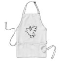 Young Bird Flying in Black and White Sketch aprons