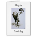Young Boy with Spade Happy Birthday Card
