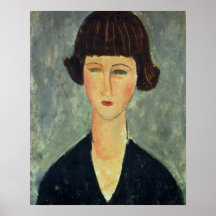 Young Brunette, 1917 (oil on canvas) Posters