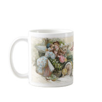 Young Couple and Vintage Cabriolet Christmas Coffee Mugs