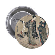 Young dandy and a beauty by Suzuki,Harunobu Pinback Buttons