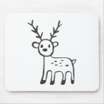 Young Deer in Black and White Sketch mousepads