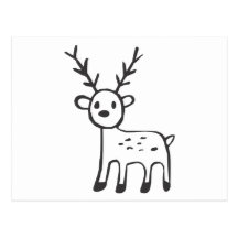 Young Deer in Black and White Sketch Post Cards