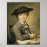 Young draughtsman in black hat, 18th century print