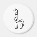 Young Giraffe in Black and White Sketch Magnets
