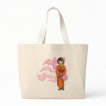 Young Girl and Cherry Blossom Canvas Bags