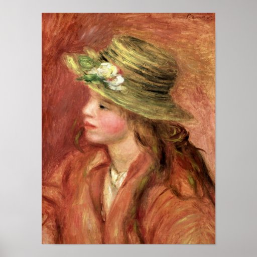 Young Girl in a Straw Hat, c.1908 Print