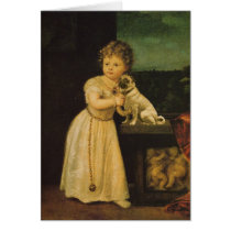 Young Girl With Pug Card