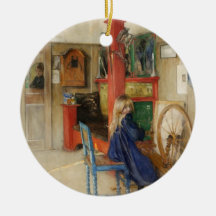 Young Girl with Spinning Wheel - Carl Larsson Ornaments