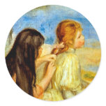 Young girls seaside beautiful Renoir painting art stickers