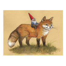 Young Gnome and Fox Post Card