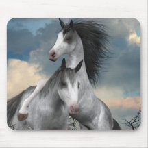 Young Horses Playing Mousepad