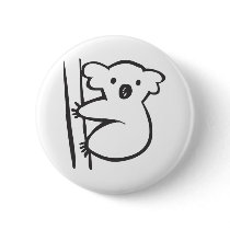 Young Koala in a Tree in Black and White Sketch