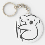 Young Koala in a Tree in Black and White Sketch Key Chains