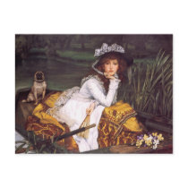 Young Lady & Her Pet Pug in a Boat by James Tissot Post Cards