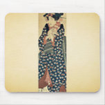 Young lady holding a cat by Ikeda, Eisen Ukiyoe Mouse Mat