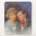 Young Love, Vintage Girl & Boy Valentine Portrait mousepads