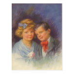 Young Love, Vintage Girl & Boy Valentine Portrait Postcards