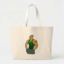 Young Man with Heart and Anchor Tattoo Print Bag